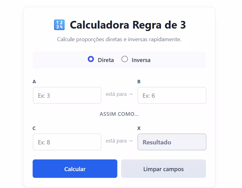Calculadora Regra de 3