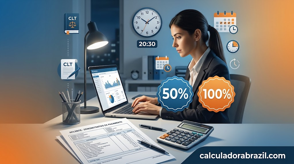 Hora extra: regra dos 50% e 100% (CLT)